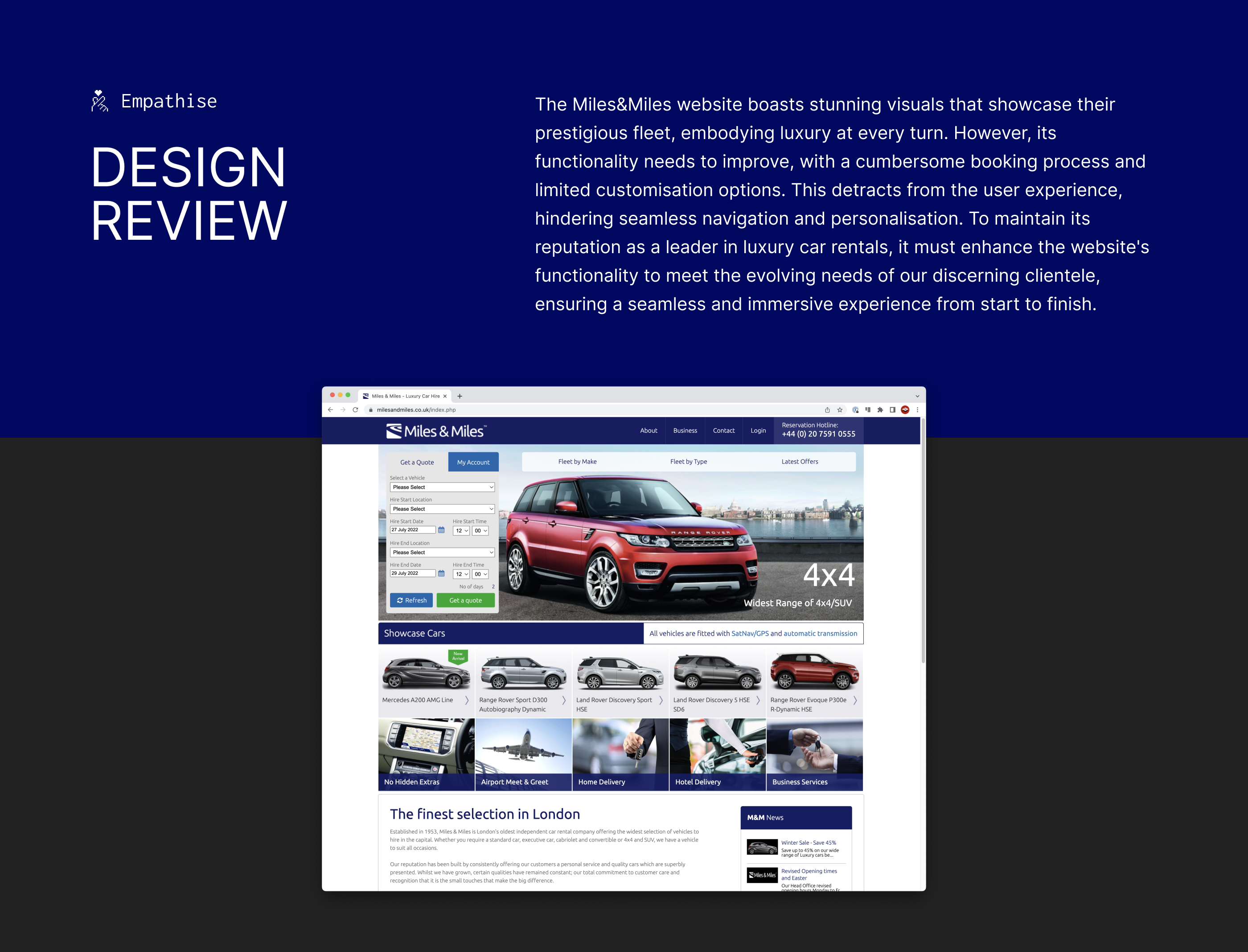 Design Review – Miles & Miles existing website analysis
